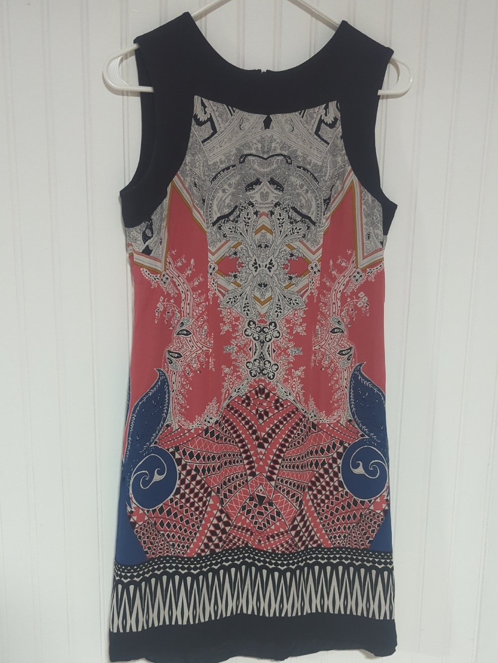 Etcetera Coral & Navy Sleeveless Printed Midi Dress